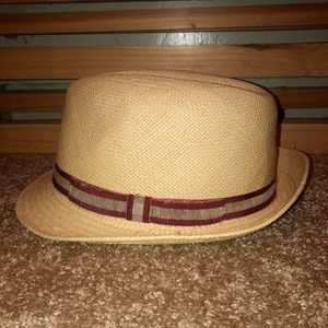 Anthony Peto Tan Straw Fedora Hat size 58